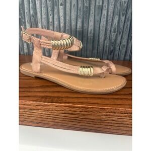 Bar III Vellap Womens 9M tan Gold Hardware Ankle Strap Sandals